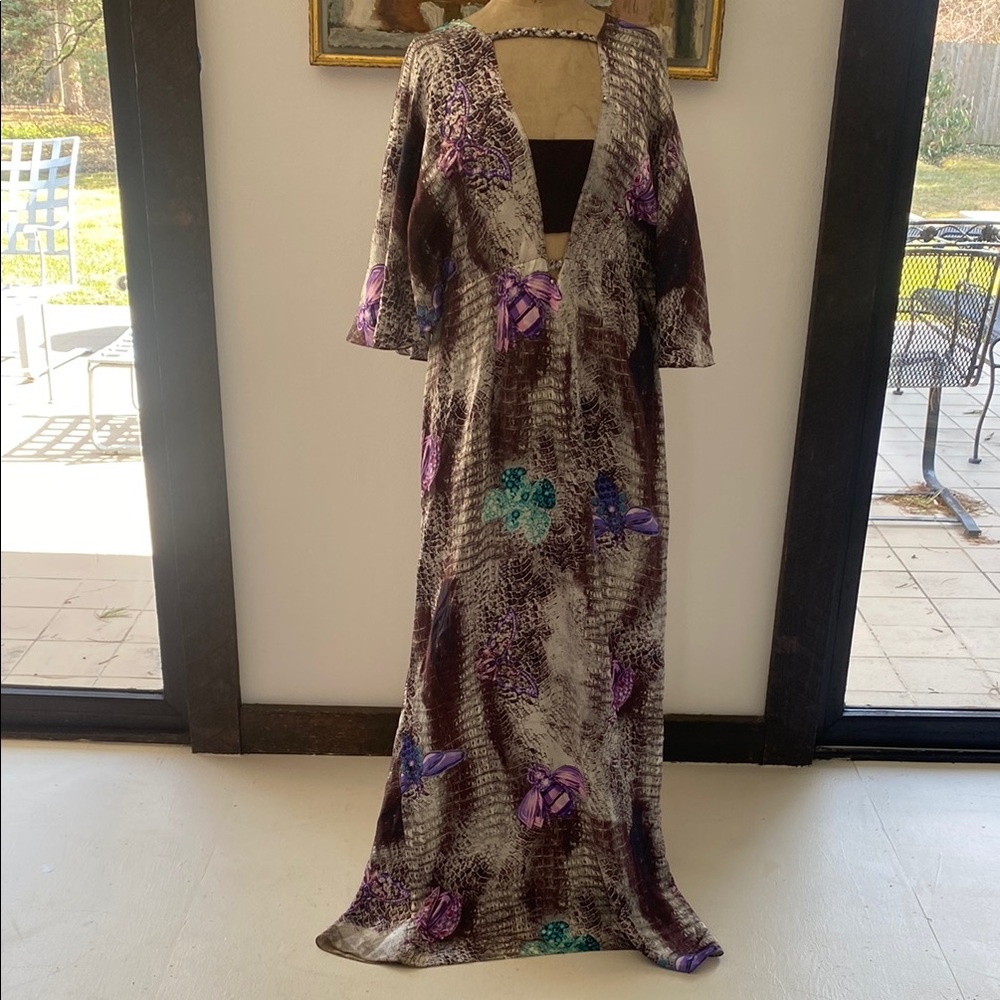 LULU BORRERO | 100% Silk Purple and Brown Women's Dress